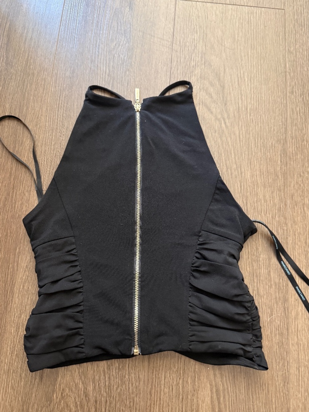 GUESS by Marciano Black Ruched Halter Top – XS
